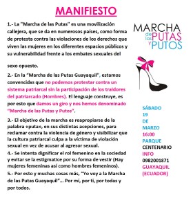 Manifiesto Marcha de las Putas Guayaquil