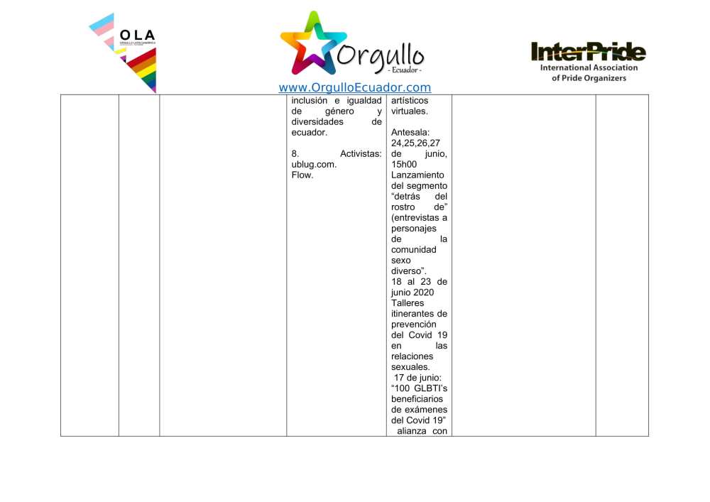 Comunicado - Agenda de la Alianza Nacional de Orgullos y actividades en el mes de junio En Ecuador - Orgullo Ecuador-5