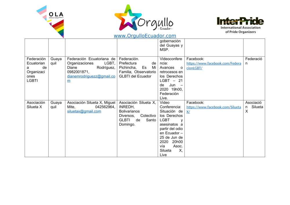 Comunicado - Agenda de la Alianza Nacional de Orgullos y actividades en el mes de junio En Ecuador - Orgullo Ecuador-6